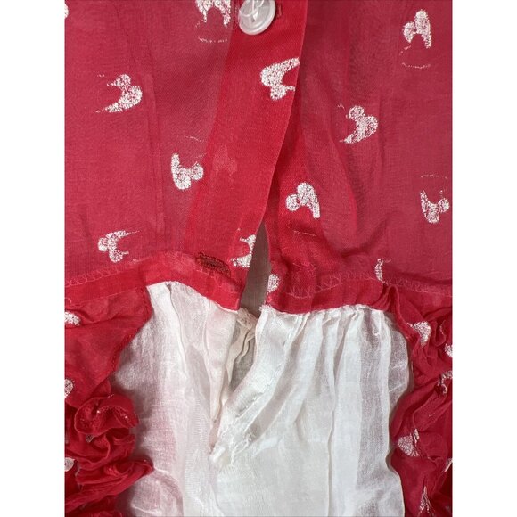 Vintage Custom Mery Hampson Girls Dress Red & White Sheer Ruffle Details - Picture 6 of 11